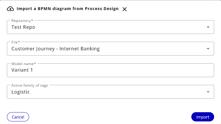 import a BPMN from Process Design